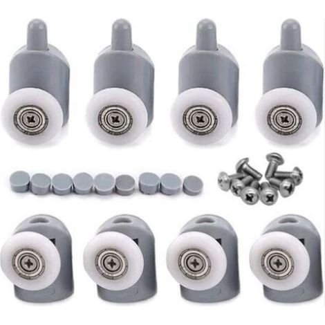8 pièces porte de douche galet ajustables dual rouleau, roulettes cabine de douche pour salle de bain 25 mm, 5 supérieures et 5 inférieure Crezuo (1/4)
