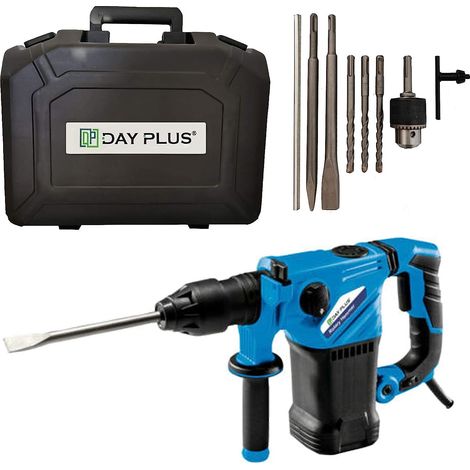 240V Rotary Hammer Drill 1500W SDS-Plus 3 Functions Powerful Impact Compact Hammer Drill with Variable Speed, Adjustable Handle,Keyless Chuck w/Drill Bit/Chisel/Case (1/3)