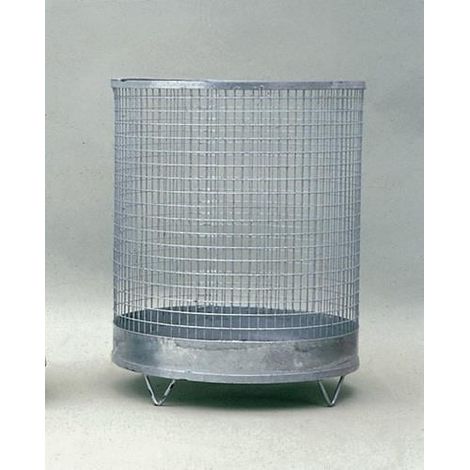 Corbeille à déchets H600xD400 mm 75 l grillage métallique galvanisée avec 4 pieds