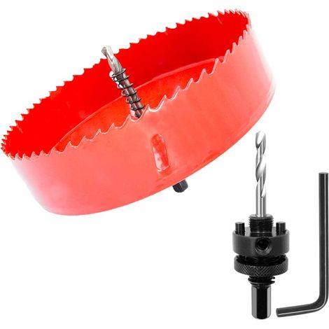 Scie cloche 155mm, mèche cloche à arbre pour usage intensif, foret 4341, outil de perçage pour percer des trous dans différents types de bois, aluminium, PVC, etc. (1/5)