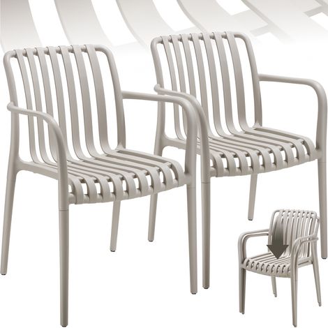 Lot 2 chaises de jardin empilables résistantes aux intempéries taupe