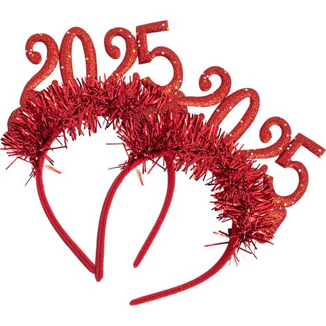 Conjunto de 2 diademas para fiesta de Año Nuevo 2025 con purpurina dorada para tus celebraciones de fin de año. (1/4)