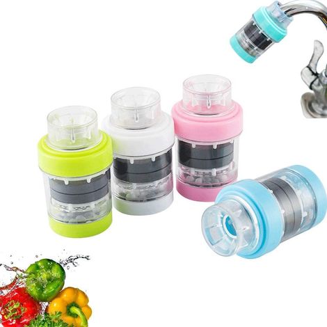 Filtre À Eau Pour Robinet - Charbon Actif Noix De Coco - 5 Couches Filtration - Adaptateur Universel 16 À 27 Mm - 4 Pièces