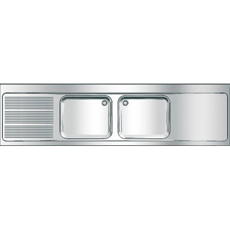 KWC Gewerbespüle, MAXIMA, Edelstahl, 2 Becken, 2600x432x700 mm, Tropfteil Li (1/2)