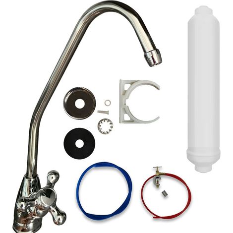 Under Sink Drinking Water Tap Filter Tap Kit System + Fixings + Chrome Tap