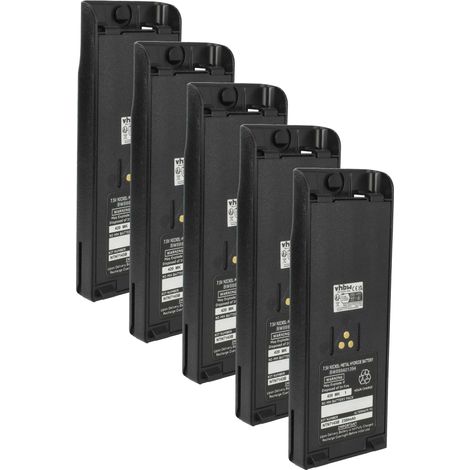vhbw 5x Akku Ersatz für Motorola NTN7144CR, NTN7144B, NTN7144A für Funkgerät, Walkie Talkie (2300 mAh, 7,5 V, NiMH) + Gürtelclip