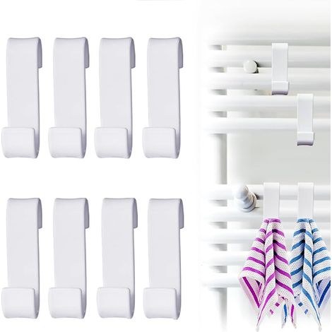 8-teiliges Set runder Heizkörperhaken, Heizkörperhaken fürs Badezimmer, Handtuchhalter, weißer Handtuchhalter (1/5)