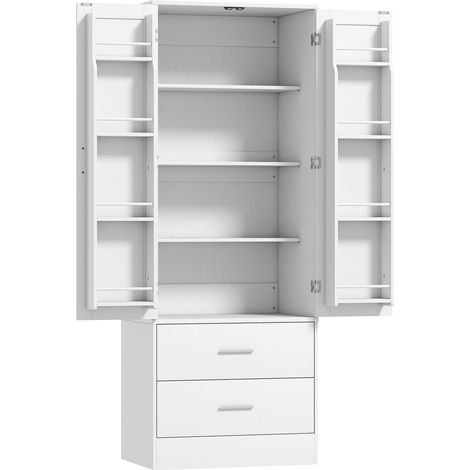 Küchenschrank, verstellbare Einlegeböden, 2 Schubladen, weißes MDF