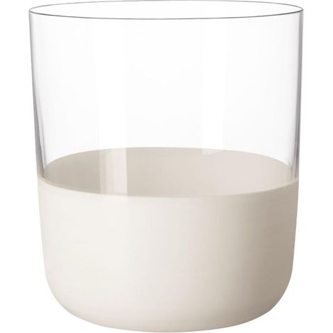Villeroy & Boch - Manufacture Rock blanc Set di bicchieri da whisky, 4 pezzi. Set di bicchieri per whisky e cocktail, 250 ml, Cristallo, Effetto ardesia bianca opaca (1/5)