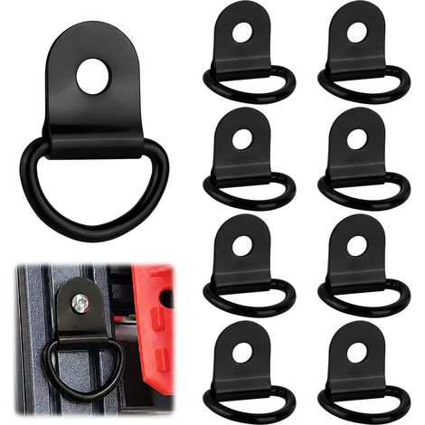Lot de 8 œillets d'arrimage pour remorque, anneaux en D, crochets d'arrimage en acier inoxydable, charge jusqu'à 200 kg par anneau, crochets pour remorques, camions, mécaniques, bottes de (1/5)
