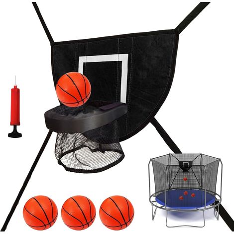 Panier De Basket-Ball Mural pour Trampoline, Mini Panier De Basket Trampoline avec 4 Balles Et Pompe, Accessoires De Jeu/Entraînement pour Aire De Jeux Extérieur pour Enfant (1/5)