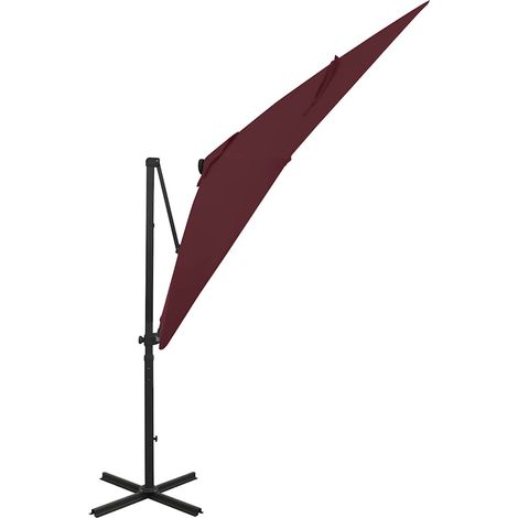 Maison Exclusive - Ombrellone a Sbalzo con Palo e Luci a LED Bordeaux 250 cm (1/5)