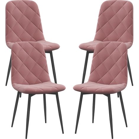 Chaises de salle à manger velours rose 4 pièces avec dossier 45 x 54 x 87 cm