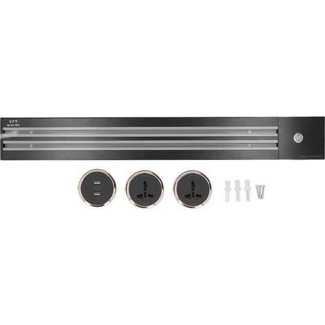 Rail mural amovible double fente 60 cm avec 3 adaptateurs 250VAC 8000W 32A 1 USB et 2 prises universelles (1/5)