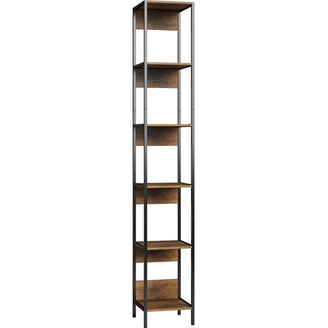 Libreria 29,5x30x185 cm Scaffale a 6 Ripiani Finitura in Legno e Acciaio Marrone (1/5)