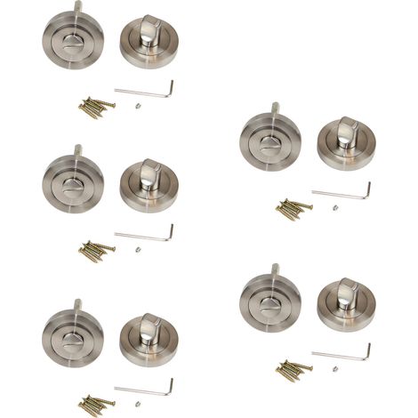 Emuca Satz von 5 Verurteilungen mit runder Rosette für Innentüren, Durchmesser 50mm, Zamak, Nickel satiniert (1/5)