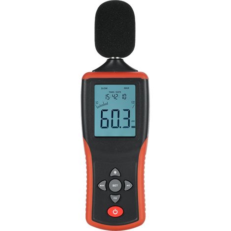Decibel Meter Digital Sound Level Meter with Backlight LCD Display Portable SPL Meter with A/C Weighted Range 30dB to 130dB Fast/Slow Time Response Noise Detector Audio Measure Device