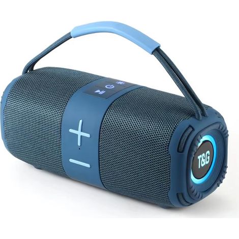 Enceinte Bluetooth portable avec lumières LED - Bleue. Idéale pour les fêtes et les voyages. (1/4)