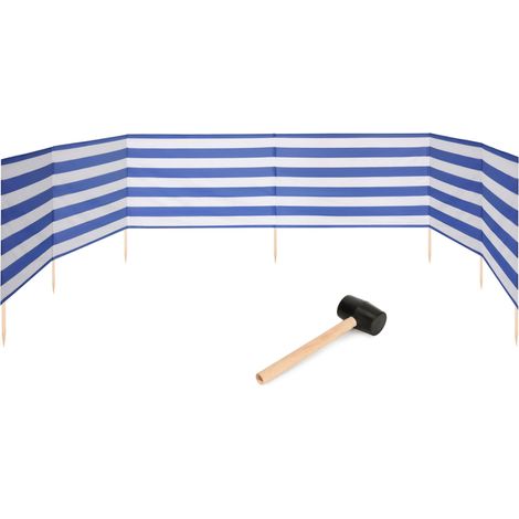 Garronda Paravent Plage Coupe-Vent Camping Brise-Vent avec Marteau en Caoutchouc GAEX001 (Rayures, 8 m)