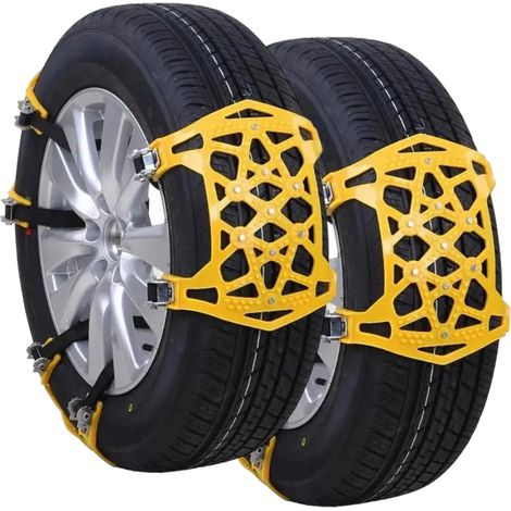 6 universelle Schneeketten für Pkw, einfach zu montieren, rutschfest und verstellbar, passend für die meisten Fahrzeuge, SUV-Reifenbreite 165–265 mm, gelb (1/5)