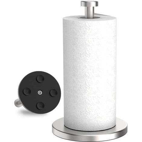 Porte-essuie-tout - Porte-rouleau de papier essuie-tout - Argenté - 34,5 x 21 x 4 cm - Acier inoxydable - Avec ventouses (1/5)