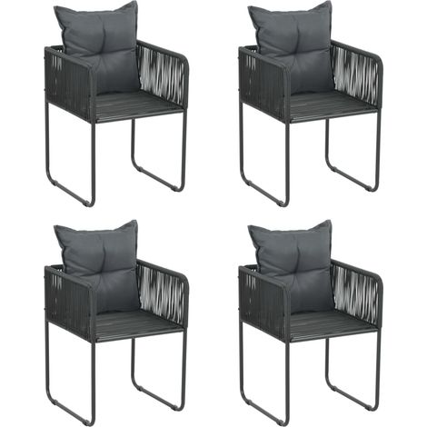 Gartenstühle 4 Stk. mit Kissen Poly Rattan Schwarz