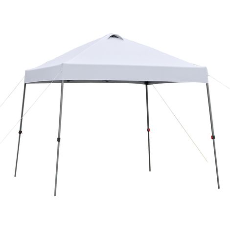 Faltbarer Gartenpavillon 3x3 m mit Tragetasche auf Rollen, wasserdicht, Stahlrahmen, ideal für Partys und Camping – Weiß