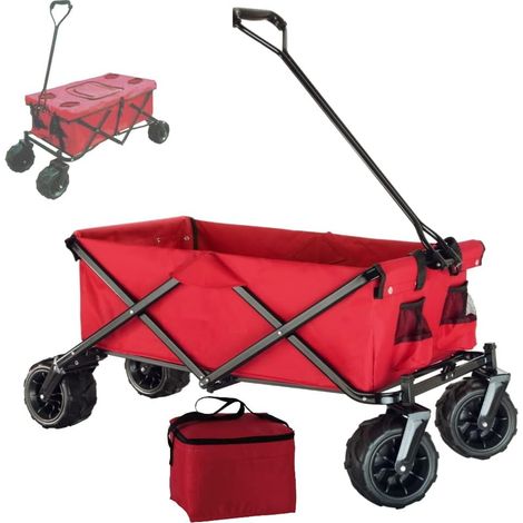 CARRETTO A MANO CARRELLO SPIAGGIA CARRIOLA GIARDINO CAMPEGGIO RIMORCHIO MAX 80KG Ecovelo (1/5)
