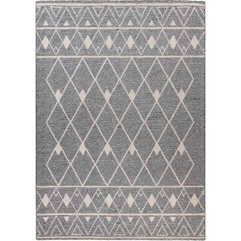 Tapis Tissé Géométrique "Rhombus" Gris & Beige 120 x 170 cm (1/5)