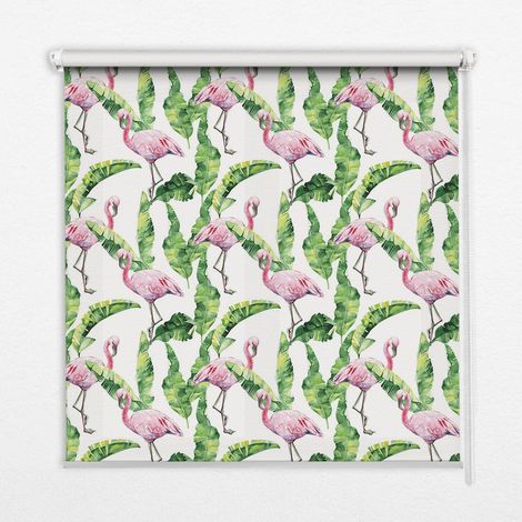 Store Enrouleur Intérieur pour Fenêtre - Store Tamisant - Store Enrouleur qui Laisse Passer la Lumière - Store Brise-Vue - Store  - Store pour Intérieur - (70 cm x 140 cm) - Flamants roses sur les feu