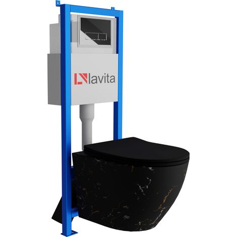 Bâti-support Lavita LAV 101 à 40 cm + WC Sofi Slim Fire sans bord + plaque de commande LAV 200.3.2 chrome Kit complet WC (1/5)