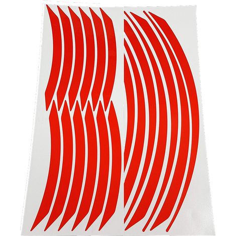 Wheel Rim Stripes Rifrangenti per Cerchi Moto, Kit componibile, Rosso Rifrangente (1/5)