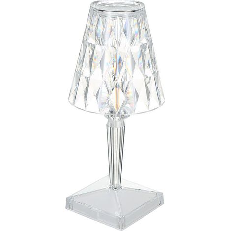 YMYNY Lampe de table diamant en acrylique avec contrôle tactile 3 couleurs de lumière, luminosité réglable Lampe de chevet en cristal, rechargeable par USB (1/4)