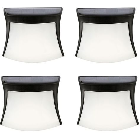 Lampe solaire extérieure, 3 LED étanches, fixation murale, éclairage de sécurité sans fil, lampe solaire de jardin pour terrasse, cour, maison, allée, escaliers (lot de 4) - RW (1/5)