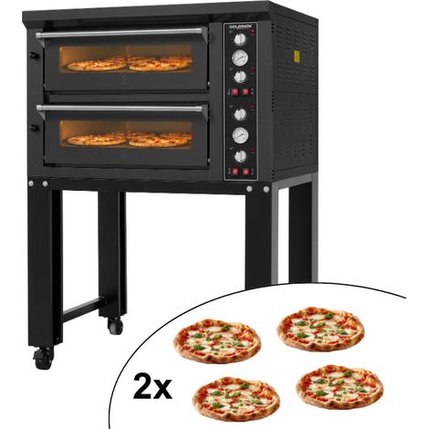 Four à pizza électrique 4 +4 x Ø34 cm (12kW - 380V) sur roulettes Série "PIZZA CHEF" PREMIUM - GOLDINOX