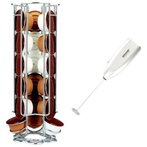Fackelmann Kaffeebereiter Set Silber mit Dispenser und Milchaufschäumer (1/4)