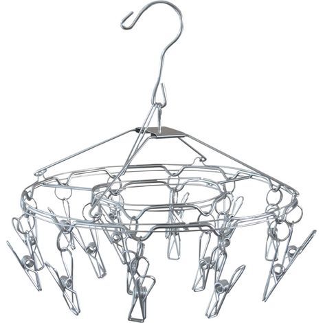 1 - Séchoir à Linge Rond - Accessoire Séchage Chaussettes - Inox Robuste - Pour Lingerie et Petits Vêtements - Intérieur Extérieur - Inox - 28,5x28,5cm (1/5)