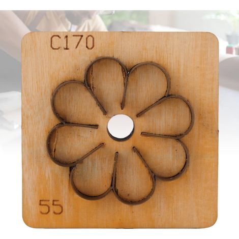 Matrice de découpe pour cuir en forme de fleur, outil de découpe et de perforation en métal pour le travail du cuir et du papier, 55 mm / 2,17 pouces (1/5)