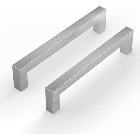 Set aus 2 silbernen Küchenschrankgriffen, 160 mm Lochabstand, aus Edelstahl (1/5)