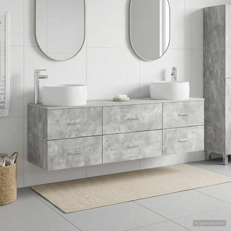 vidaXL Bathroom Furniture Set 3 pcs Concrete Grey 49.5 x 44.5 x 66 cm (1/5)