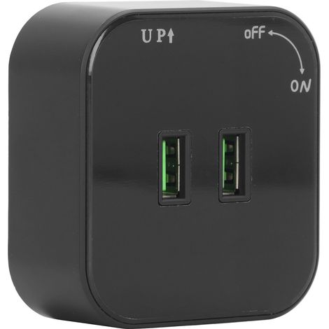 Quadratischer Schienenadapter mit zwei USB-Steckdosen, kabellose Verlängerungssteckdose, Aufputzmontage, 110–250 V (1/5)