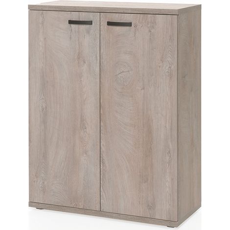 Armoire basse de bureau contemporaine 90 cm chêne clair Othello (1/3)