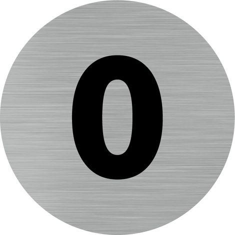 Pictogramme numéro 0 (Q0303).- Adhésif aspect aluminium brossé - Diamètre 76 mm (1/5)