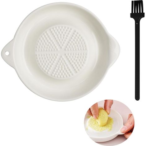 Râpe À Gingembre en Céramique Avec Mini Brosse, Multifonction Rape À Ail Design À Petites Dents Facile À Nettoyer, Râpe À Gingembrepour Moudre Le Gingembre, L'ail, La Purée de Pommes de Terre (1/5)