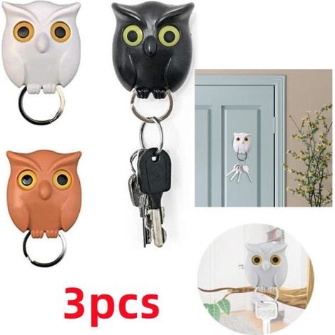 Crochet porte-clés hibou - Marque inconnue - Autocollant mural - ABS - 6x5x3.2cm - Couleur blanche (1/4)