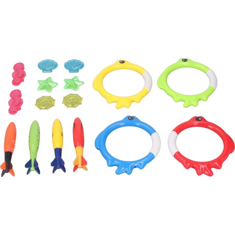 Schwimmendes Waschbecken in Form eines Torpedos mit Fisch- und Seepferdchenringen für Schwimmbäder, Unterwasserspielzeug für Kinder. (1/5)