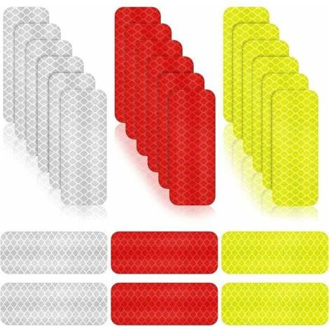 24 Pièces Autocollants d'Avertissement Réfléchissants Autocollants de Sécurité Réfléchissants Autocollants de Visibilité Nocturne Autocollants de Bande Imperméable pour Véhicule, 1,18 x 3,25 Pouces (1/5)