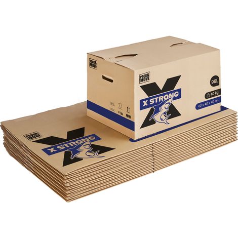 Pack and Move - Lot de 10 Cartons Déménagement X Strong - 60 x 40 x 40 cm - Charge 40 kg - Extrême Résistance - Grande Capacité (1/5)