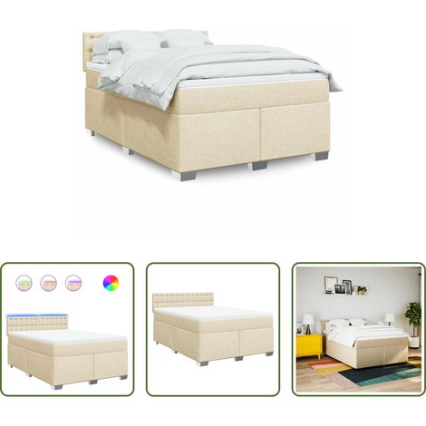 Matelas à ressorts ensachés - Sommier à lattes de lit avec matelas Crème 140x190 cm Tissu (1/5)