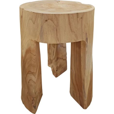Table d'appoint 3 pieds en racine de bois de teck massif - EMORI (1/5)
